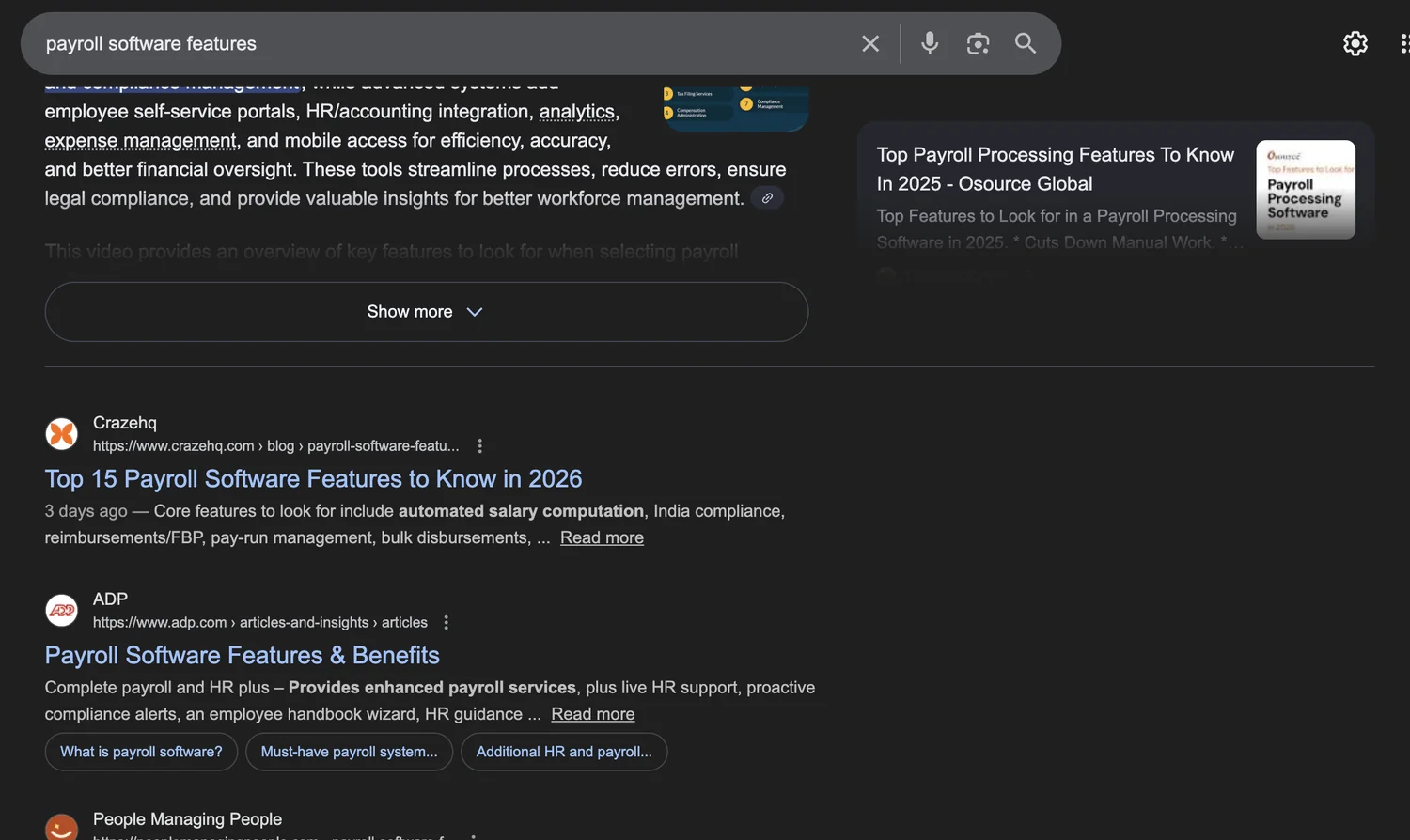 Ranking on "payroll software features".